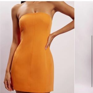Meshki strapless orange dress